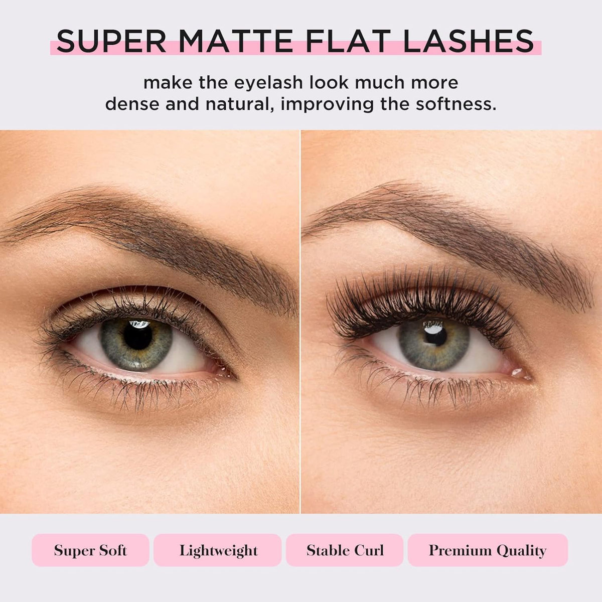 BEYELIAN Flat Eyelash Extension, Ellipse Lash Extensions 0.15 CC Curl 9-15mm 16 Rows Matte Black Eyelash Extension Supplies Classic Lash Extensions Individual Eyelashes Salon Use