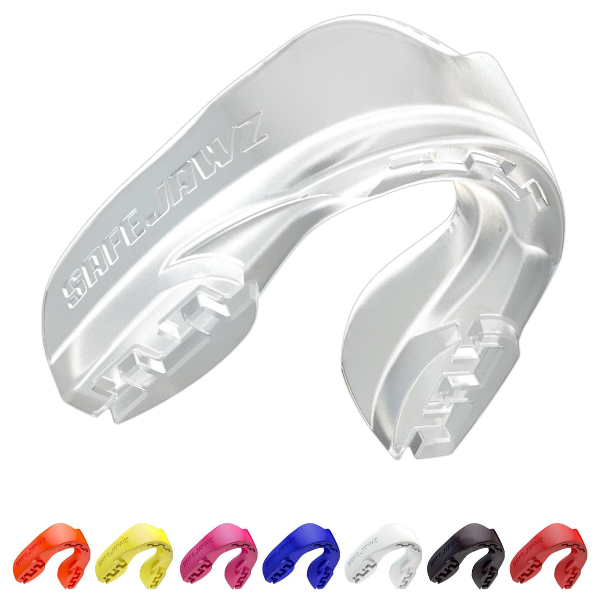 SAFEJAWZ Mouthguard Slim Fit, Adults and Junior Mouth Guard with Case for Boxing, Basketball, Lacrosse, Football, MMA, Martial Arts, Hockey and All Contact Sports (Clear)