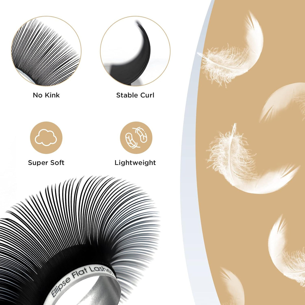 LASHVIEW Eyelash Extensions,Ellipse Flat Eyelash Extensions 0.20mm D Curl 12mm, Black,Individual Lashes,Semi-Permanent Extremely Soft Professional Salon Use