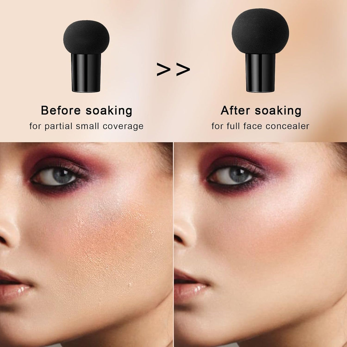 Mushroom Head Air Cushion CC Cream - BB Cream Face Makeup for Mature Skin, Moisturizing Cover Balm Foundation & Long-Lasting Color Correcting Concealer, Even Skin Tone for All Skin Types