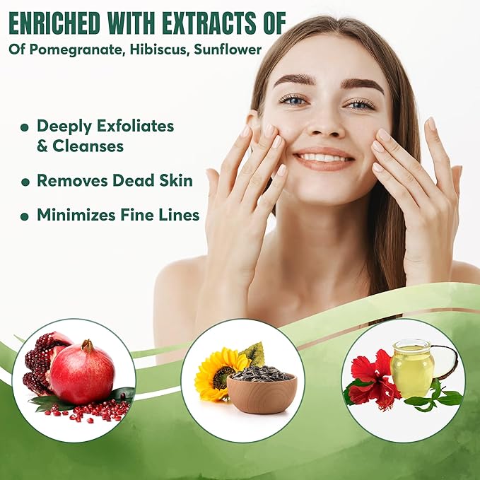 Organic Face Scrub With Pomegranate & Strawberry, Ayurveda Natural Tan Remover Scrub For Every Skin Type