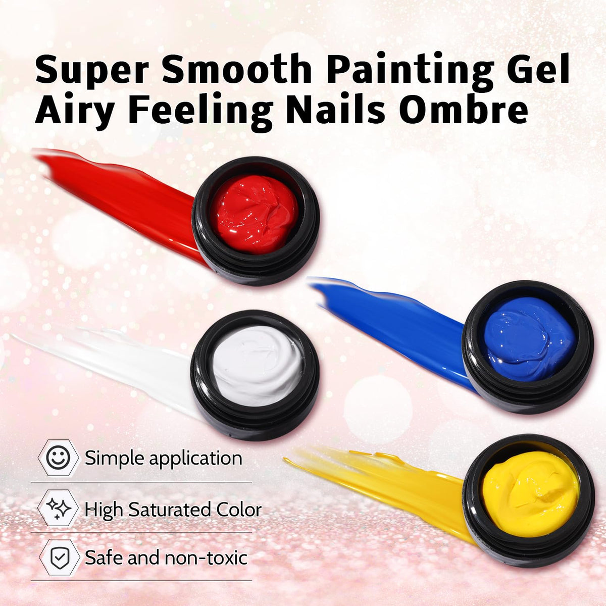 Sponge Pat Paint Nail Gel, Blending Colors Ombre Nails Gradient Gel Nail Blush Blooming Aura Nails Drawing Stripper Floral Painting Nail Art, No Wipe, UV/LED Curing 5ml 1PC (Yellow)