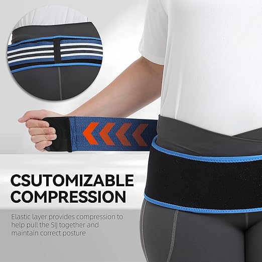 Sacroiliac SI Joint Hip Belt for Women Men-Alleviate Sciatica|Pelvic|Back|Lower Back Support, Pelvic Support Belt, Adjustable Lumbar Pain Relief, Trochanter Belt Blue, XL(Hip Size 52"- 63")
