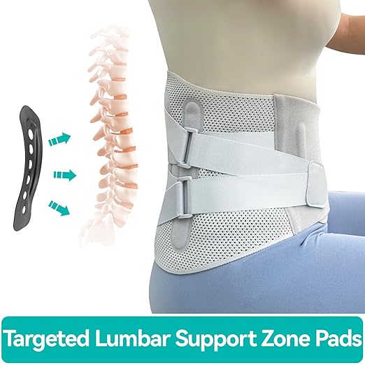 Advanced Back Brace for Lower Back Pain Relief, Fully Adjustable, Breathable and Comfortable Belt for Herniated Disc, Sciatica, Faja Para Lumbar Support for Men and Women Office, Work and Exercise
