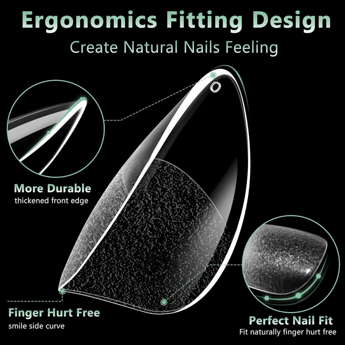 Extra Short Almond Nail Tips, 216pcs Acrylic Soft Fake Nails Gel Nail Tips, Full Cover Pre-Shaped Matte Clear Press on Nails for Extension, Diy at Home Manicure 12 Sizes