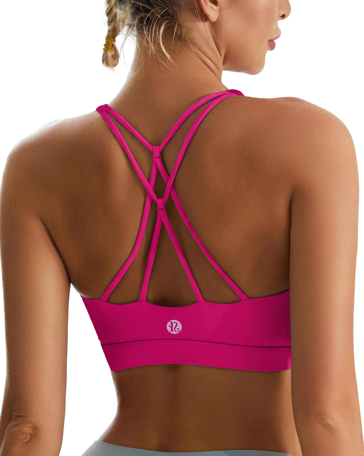 Sports Bras for Women,Padded Purple Sports Bra Tank Top Sexy Crisscross Back High Impact Longline Workout Yoga Bra(WX2934Bright Pink,S)