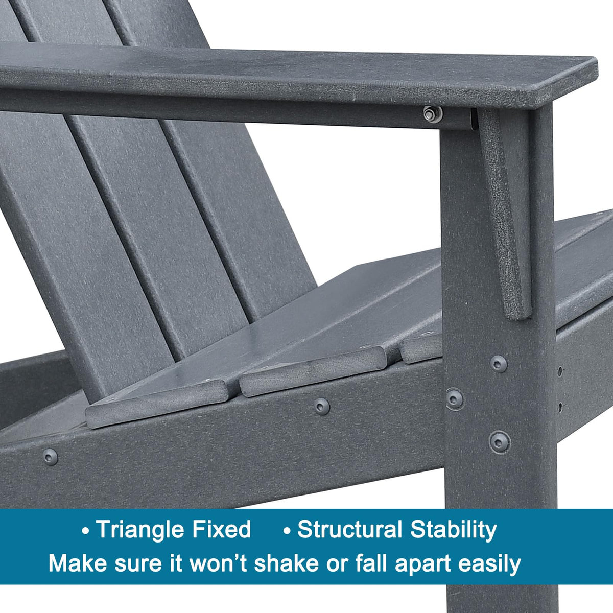 Skypatio Adirondack Chair Set of 2 with Side Table, All-Weather Patio Fire Pit Chairs High-Density Polyethylene Adirondack Chairs for Porch, Balcony, Deck, Lawn, Backyard, Grey