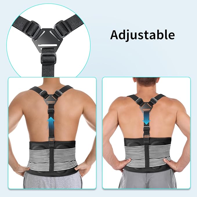 AllyFlex Sports® Back Brace For Lifting Work Y-shape Suspenders Safety Belt With Dual 3D Lumbar Support Relieve Pain, Prevent Injury (M (30'' - 37''))