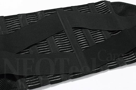 NeoTech Care Adjustable Compression Wide Back Brace Lumbar Support Belt (Charcoal, Size M)