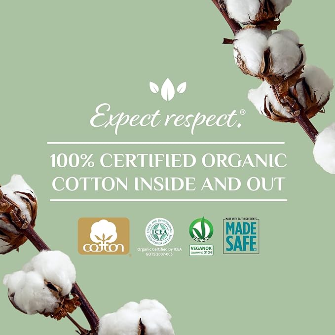 Organyc 100% Organic Cotton Inside and Out Light Incontinence Liners for Bladder Leakage Control, FSA/HSA Eligible, Ultra Thin, Light Flow, 24 Count