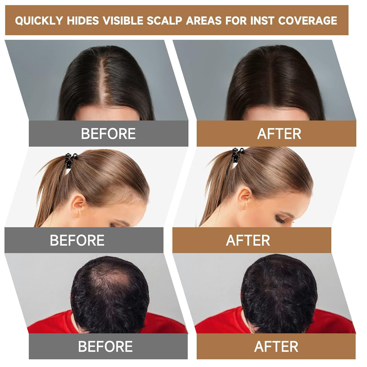 Root Touch Up Powder, Instantly Gray Hair Cover Up, Women Color Root Coverage Shadow Powder for Thinning Grey Hairline, Men Roots Concealer for Hair Loss Beard Line Eyebrow, Black
