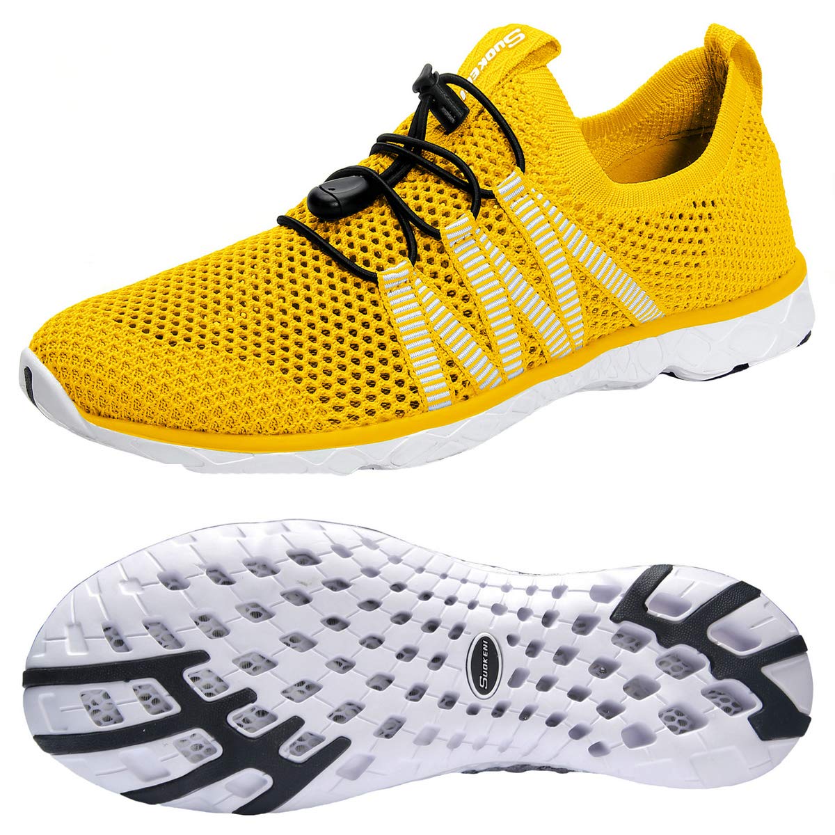 SUOKENI Women's Quick Drying Slip On Water Shoes for Beach or Water Sports Yellow,Size:US 9/EU 40