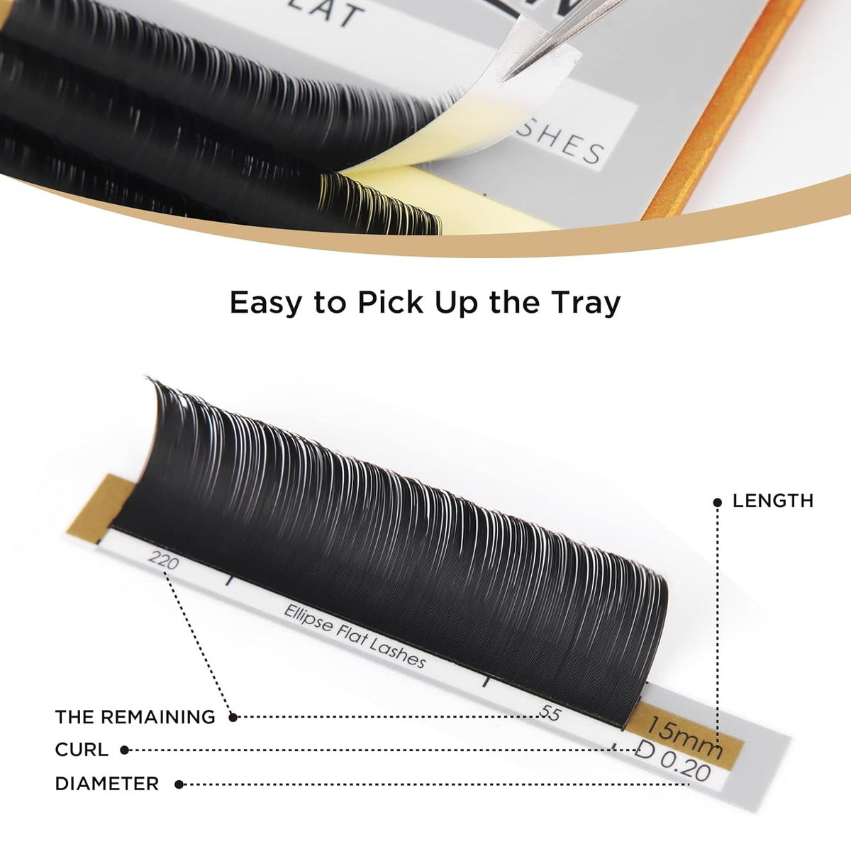LASHVIEW Eyelash Extension,Ellipse Flat Eyelash Extensions,Individual Lashes,0.15mm C Curl 12mm,Lash Extension,Semi-Permanent,Extremely Light & Soft,Professional Salon Use.