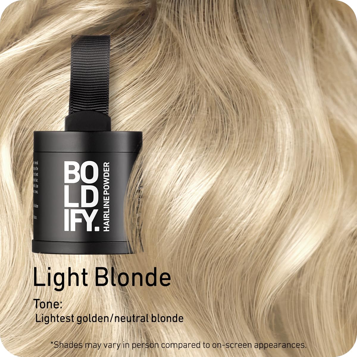 BOLDIFY Hairline Powder (LARGE, 10g) - Root Touch Up Hair Color for Gray Coverage - Bald Spot Concealing Hair Powder for Women & Men - 48-Hour Stain-Proof - Light Blonde