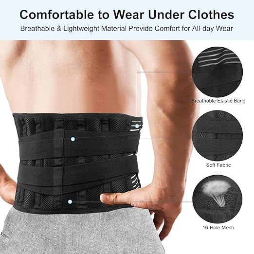 Lumbar Back Brace for Lower Back Pain Men and Women, Adjustable Backbrace with Lumbar Support Brace Pad, Breathable Design Belt Relief From Sciatica, Herniated Disc, Scoliosis, Size XL