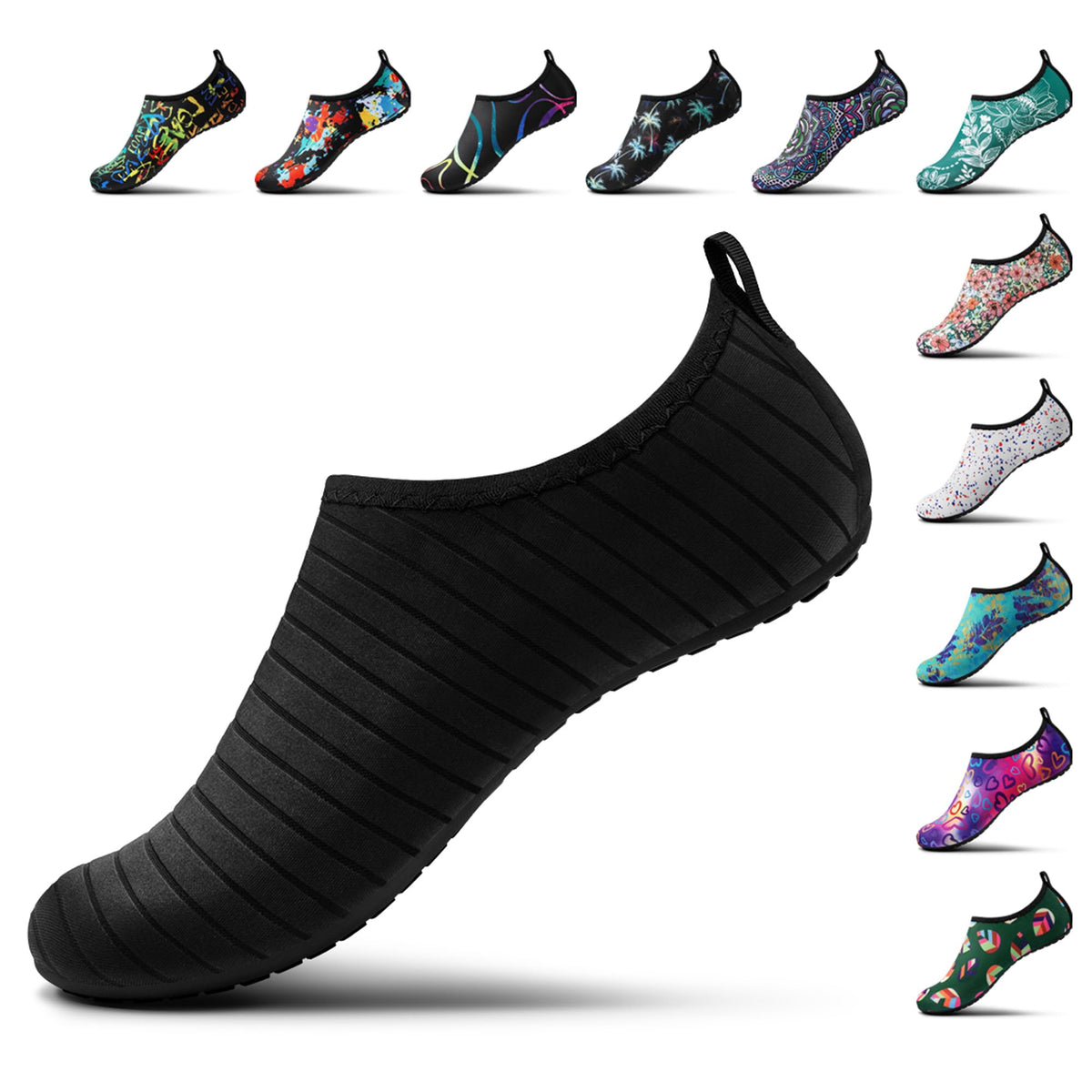 SEEKWAY Water Shoes Women Men Adult Quick-Dry Aqua Socks Barefoot Non Slip for Beach Swim River Pool Lake surf Black SK002(U) 7-8 women/6-7 Men