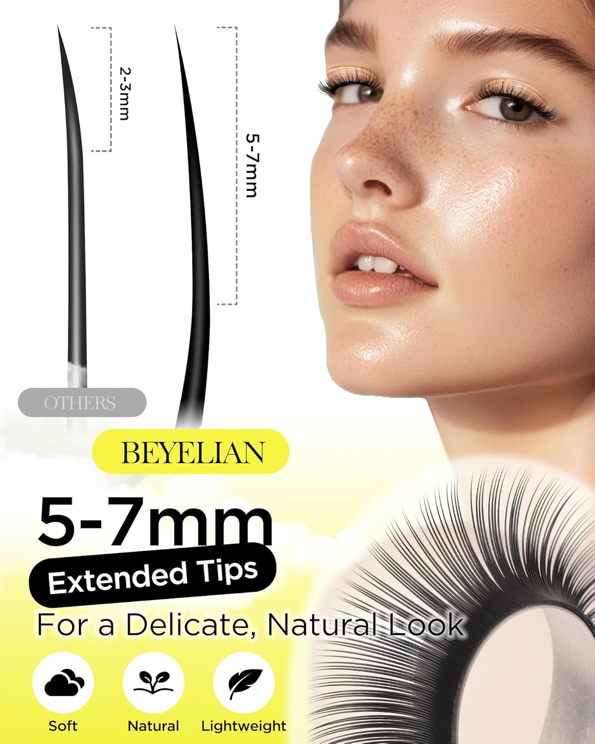 BEYELIAN Eyelash Extension Natural Matte Black 0.05 D Curl 12mm Tray Easy Fan Lash Extensions Volume Lashes Professional Use Natural Matte Black (0.05 D 12mm)
