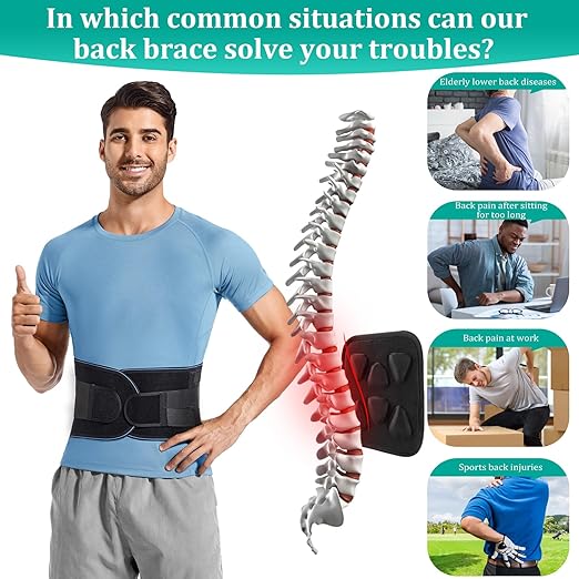 Adjustable Back Brace for Lower Back Pain & Sciatica Relief - Unisex Lumbar Support Belt for Herniated Disc, Posture Correction, Breathable Design for Work, Sports (B73,Large)