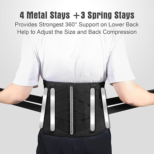 Heated Back Brace with Massage, Rechargeable Heating Pad for Back Pain Relief, Adjustable Back Support Belt with Heat Therapy and Vibration Massager for Men and Women, L