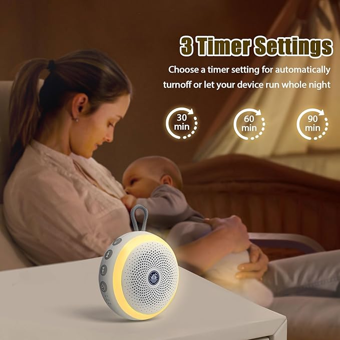 Sound Machine for Baby – White Noise Sound Machine with Night Light for Baby Nursery – Portable Sleep Machine with Rain Sounds, Sleep Music & Relaxing Sleep Aid