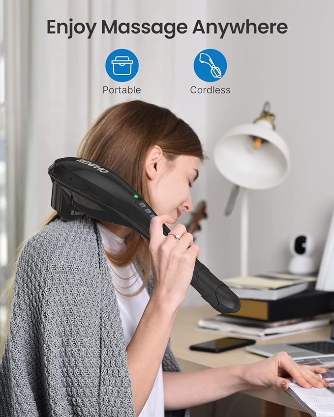 RENPHO Rechargeable Handheld Back Massager, Cordless Electric Neck Massage Tool for Shoulder, Foot, Leg, Calf, FSA & HSA Eligible, Gifts for Women and Men