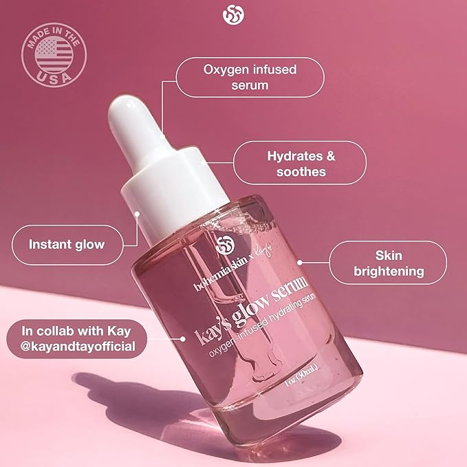Kay’s Glow Serum + Infinite Aura Moisturizer – Oxygen-Infused THDA Vitamin C with Gentle AHA for Face and neck | Hydrates, Soothes and Brightens Bundle