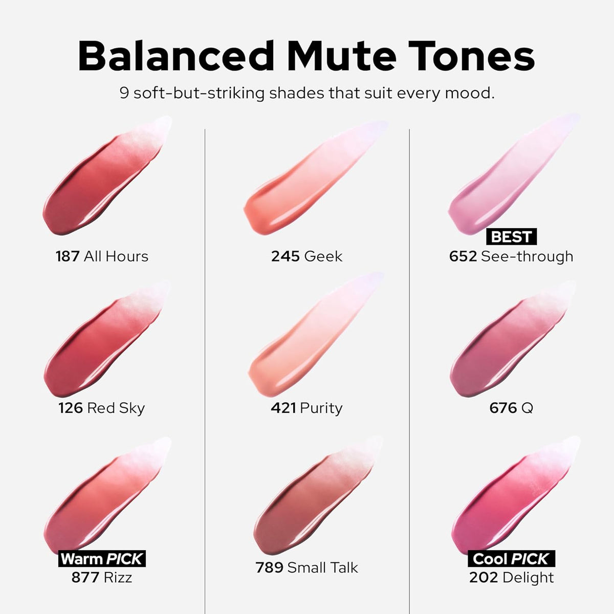 Unseen Balloon Tint, 6 Colors Set for All Skin Types. Buildable Color, Long Lasting Glossy Lip Stains, Lightweight Lip Gloss Make up (Purity, 1 Oz)