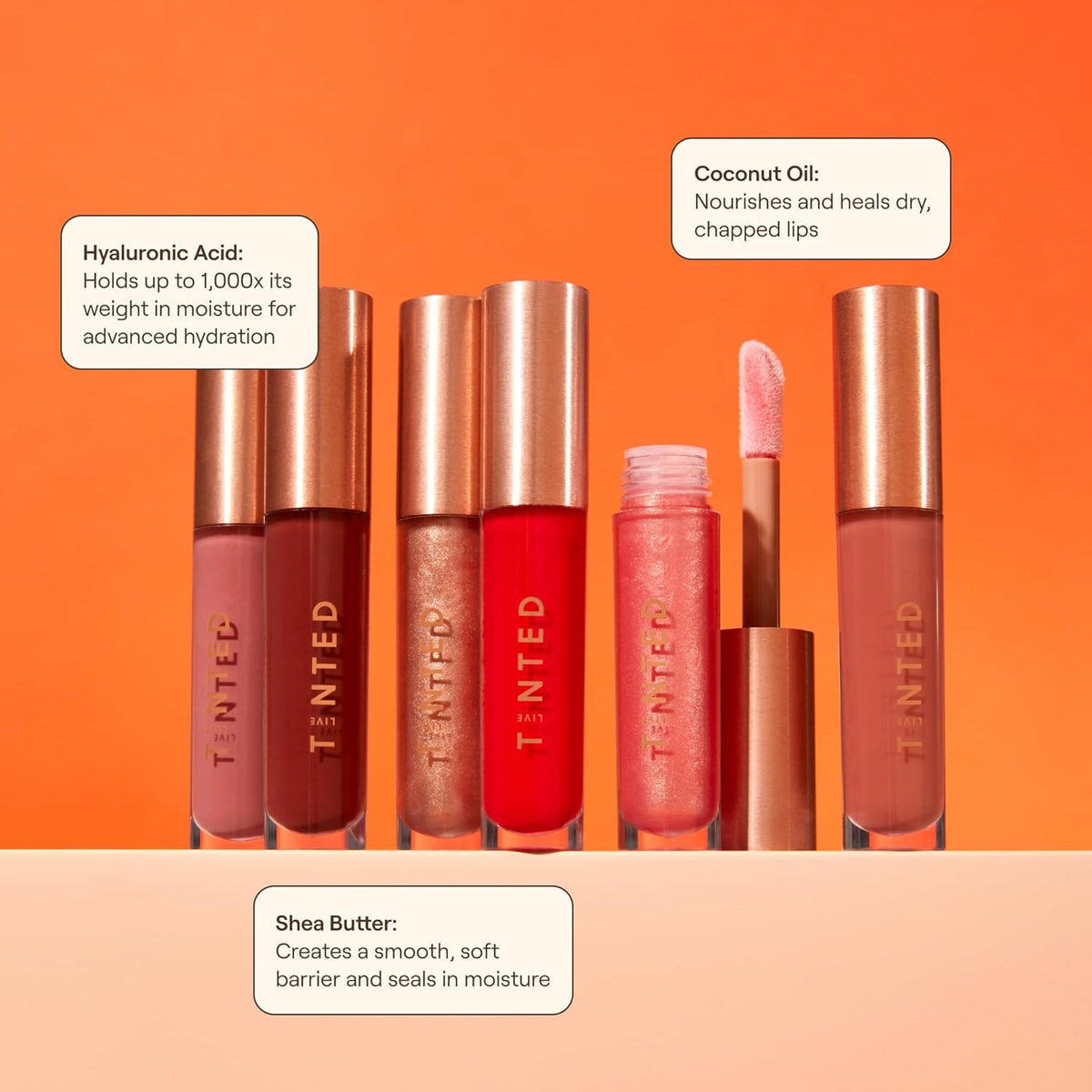 Live Tinted Huegloss High-Shine Lip Gloss - Hydrating, Non-Sticky, Moisturizing Lip Gloss with Hyaluronic Acid, Coconut Oil, and Shea Butter For a Soft Barrier & Seals in Moisture - Soft Shimmary Pink