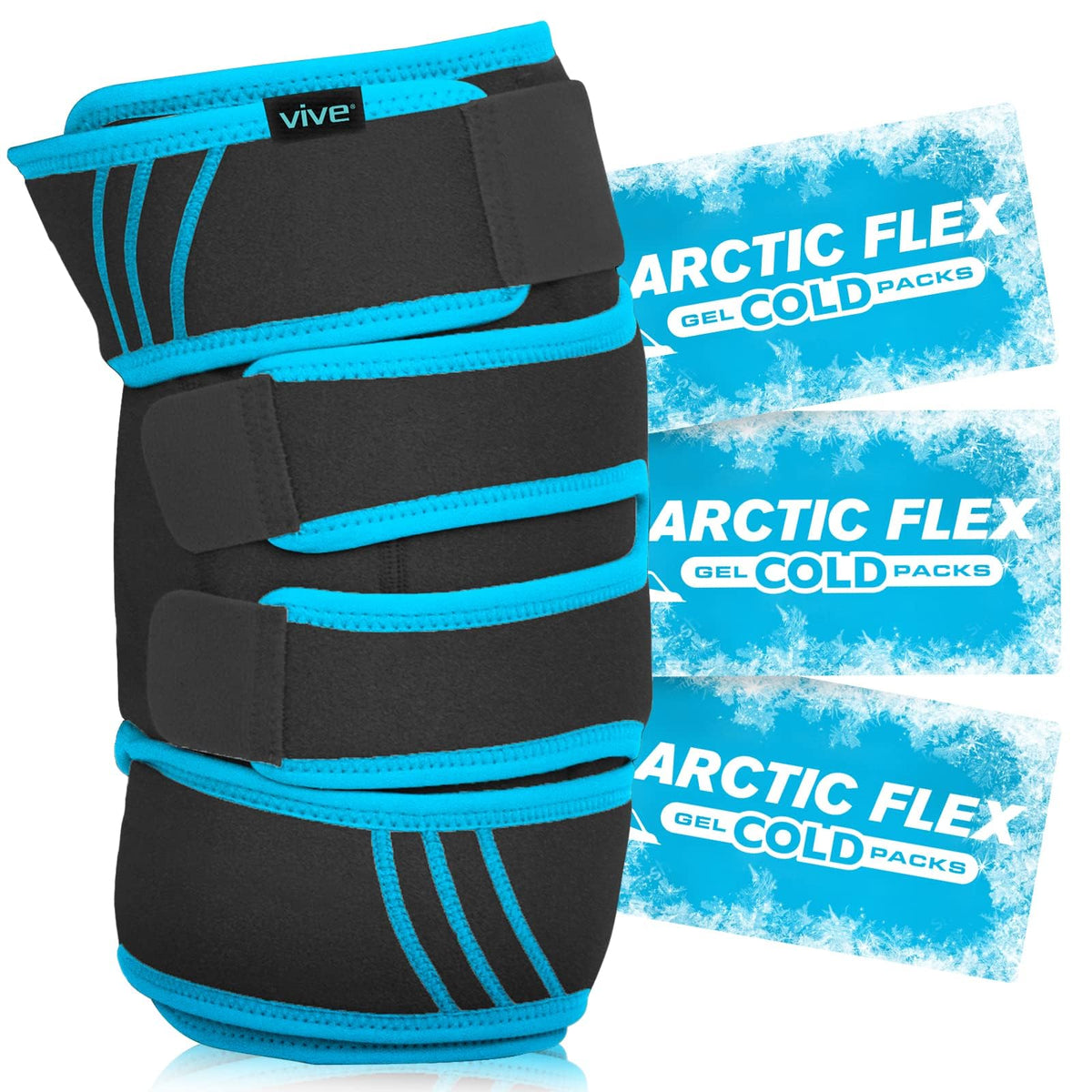 Vive Knee Ice Pack Wrap - Cold/Hot Gel Compression Brace - Heat Support Strap for Arthritis Pain, Tendonitis, ACL, Athletic Injury, Osteoarthritis, Women, Men, Running, Meniscus and Patella Surgery