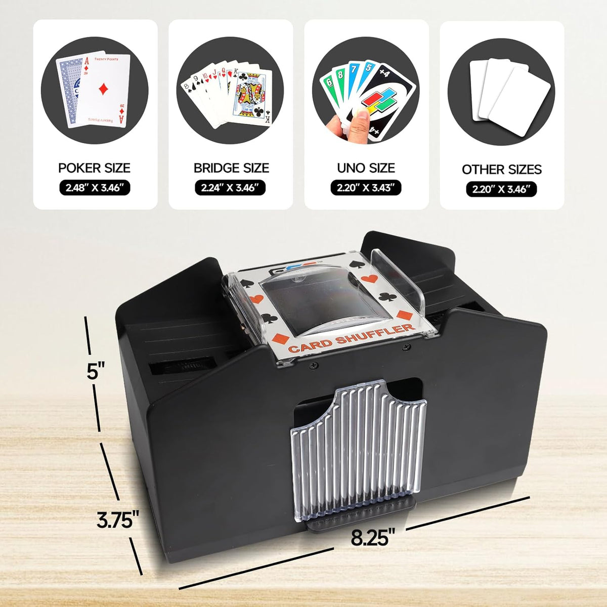 GSE Games & Sports Expert 4-Deck Automatic Card Shuffler, Battery-Operated Shuffler Machines for Playing Cards, Blackjack, Texas Hold'em, Canasta, Bridge, UNO Card Games