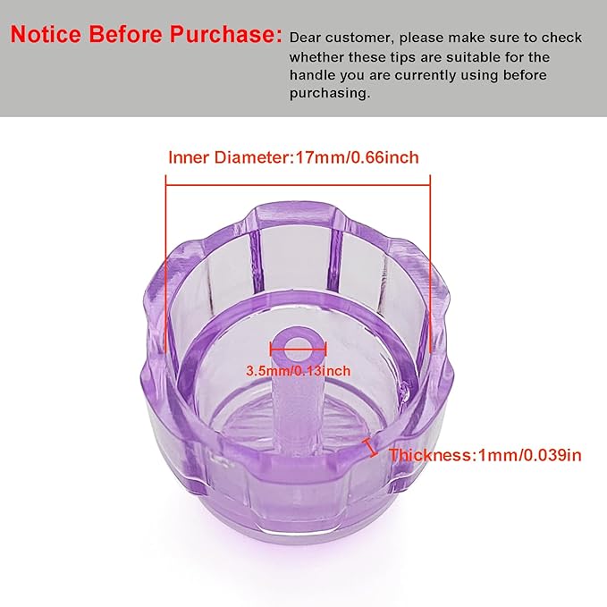 Elitzia Plastic Hydro Dermabrasion Microderma Heads Hydra Facial Aqua Peel Tips Water Peeling Caps Facial Care Skin Cleaning Tool Beauty Machine Replacement Spare Parts 8pcs Per Set （Purple）