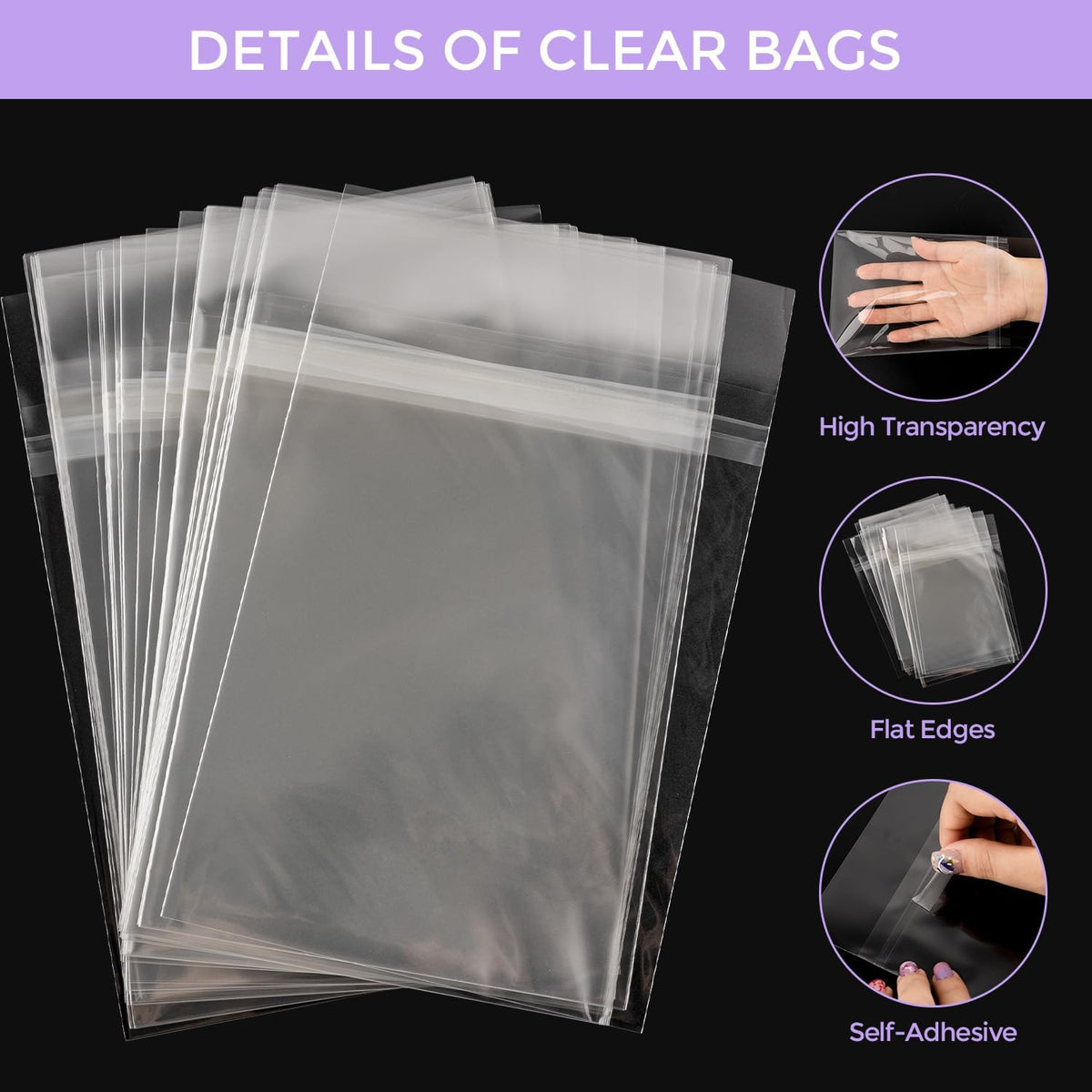 Frametory, 25 Pack 11 3/7" x 17 1/2" Acid-Free Clear Plastic Bags, Self Seal Crystal Photo Sleeves for 11X17 Art Prints, Pictures & Framing Mat Mattes
