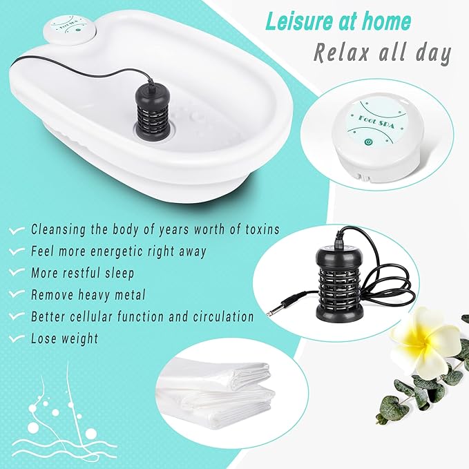 BOEE Ionic Foot Bath Machine with Foot File, Ion Cleanse Detox Bath for Home Use, Regain Vitality and Extra Smooth Feet