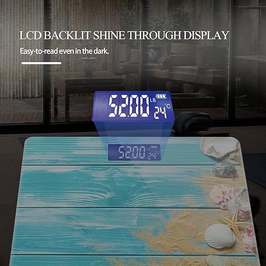 Weight Scale Digital Scale for Body Weight Bathroom Scales Personalized Scale for Body Weight 400 lbs with Large Backlit Display Easy Read - Beach Boat Deck Shells
