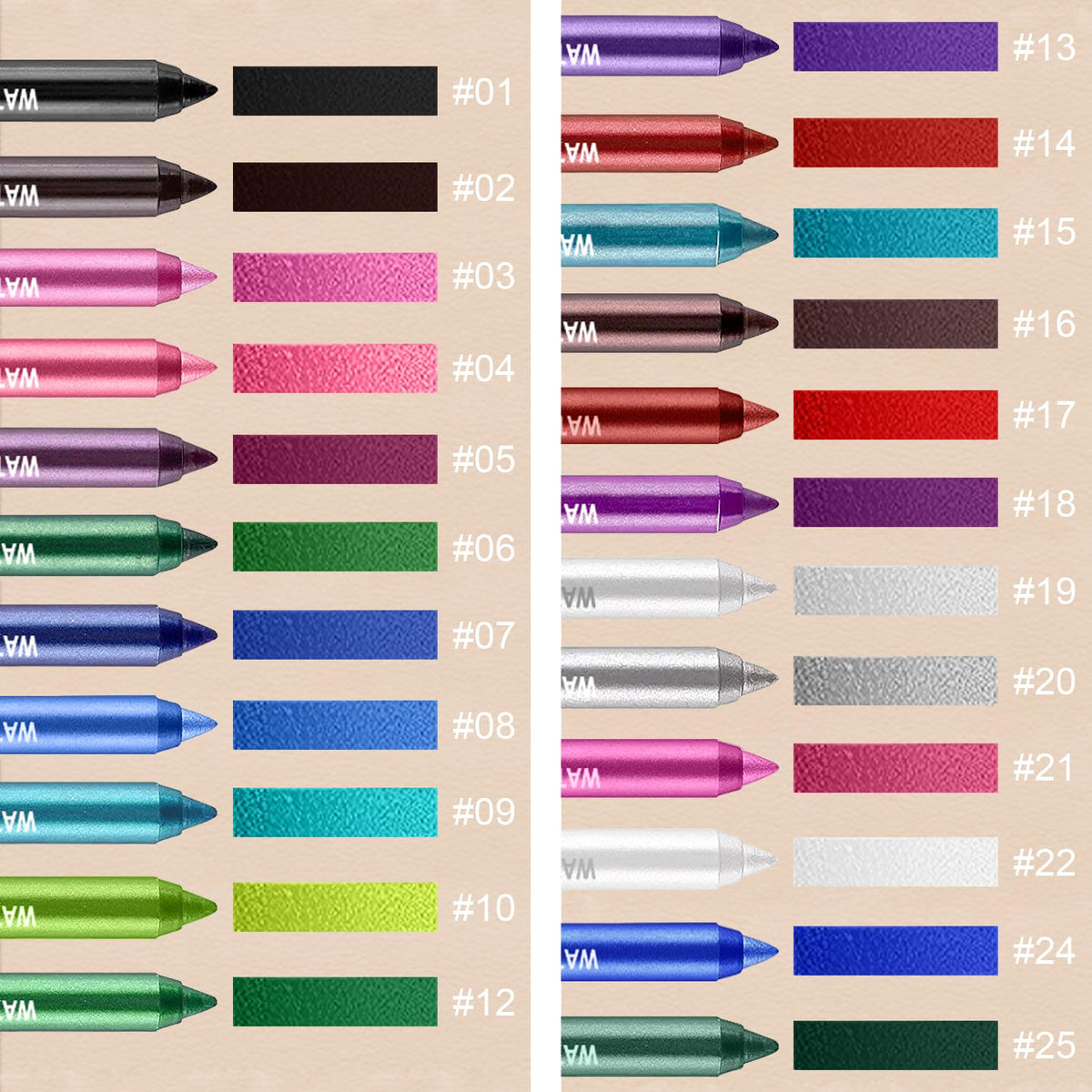 7 Colorful Eyeliner Pen Set, Eye Shadow Pencil, Pearl Eyeliner Kit Metallic Glitter Colored Eye liner for Women Eye&Lip Liner Professional Waterproof Eye Makeup (7PCS B)
