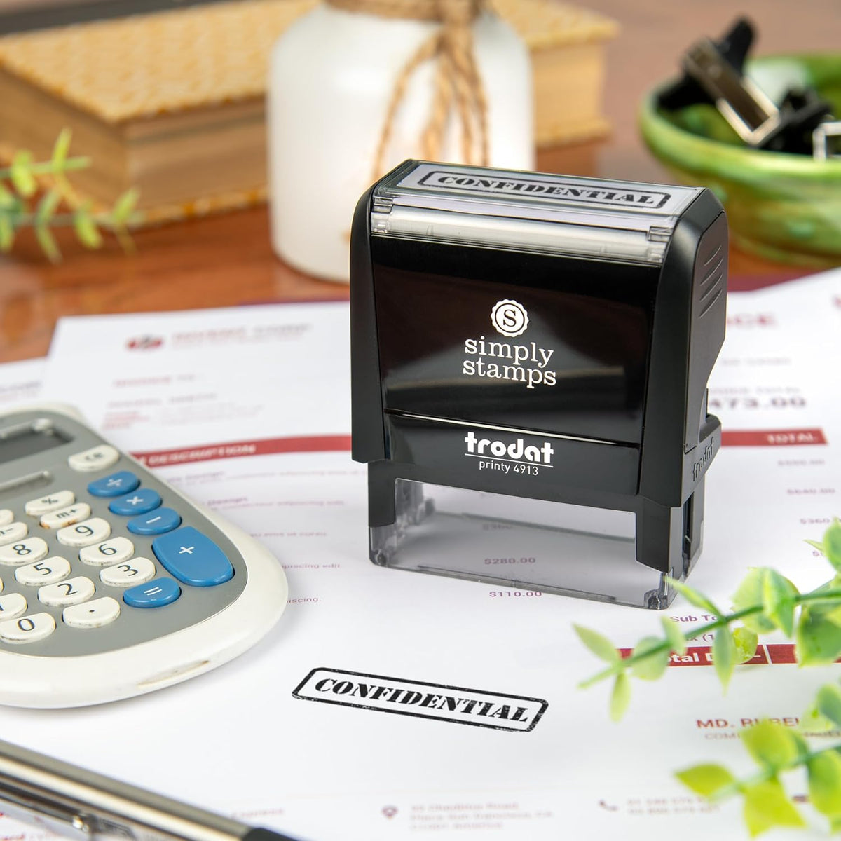 Confidential Office Stamp | 4 Different Sizes | 20 Designs | Multiple Color Options | Perfect for Quick Validation of Office Documents (Confidential, Large)