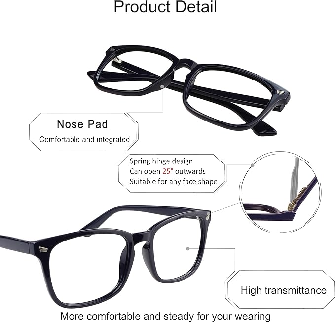 YEIN Bifocal Reading Glasses with Blue Light Blocking Lenses, Bifocal Reader for Women and Men, Vintage Square frame with Spring Hinge (+0.50/+3.00 magnification)