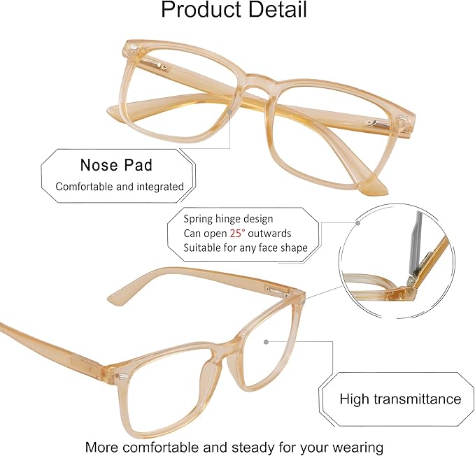 YEIN Bifocal Reading Glasses with Blue Light Blocking Lenses, Bifocal Reader for Women and Men, Vintage Square frame with Spring Hinge (+0.50/+2.50 magnification)
