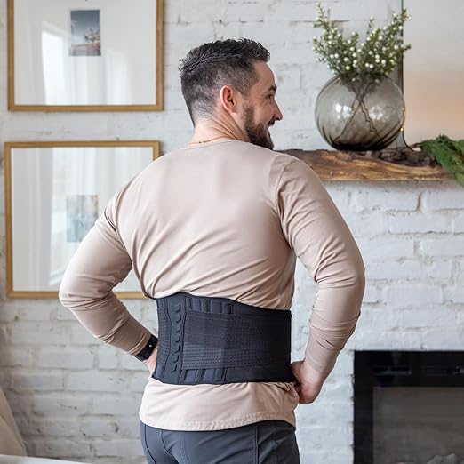 Copper-Infused Back Support Brace – Lightweight, Breathable Lumbar Belt with 6 Flexible Nylon Stays and Dual Adjustable Straps for Lower Back Pain Relief, Muscle Spasms, Strains, Arthritis, and Sciatica – Suitable for Men and Women (X-Large)