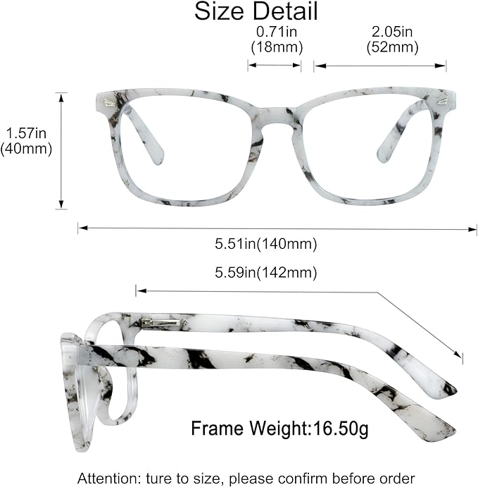 YEIN Bifocal Reading Glasses with Blue Light Blocking Lenses, Bifocal Reader for Women and Men, Vintage Square frame with Spring Hinge (+0.50/+3.00 magnification)