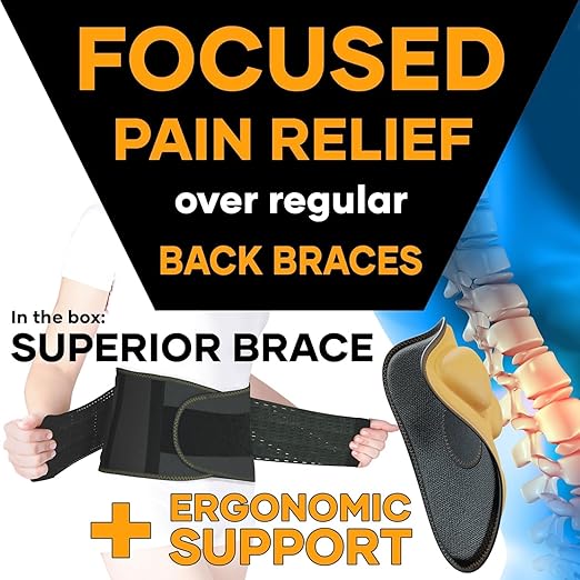 PLUS Lower Back Brace for Lifting at Work with Ergonomic Dimensional Lumbar Pad - Back Support Belt for Pain Relief for Men and Women - Medical Grade Orthopedic Waist Compression (3X-Large)
