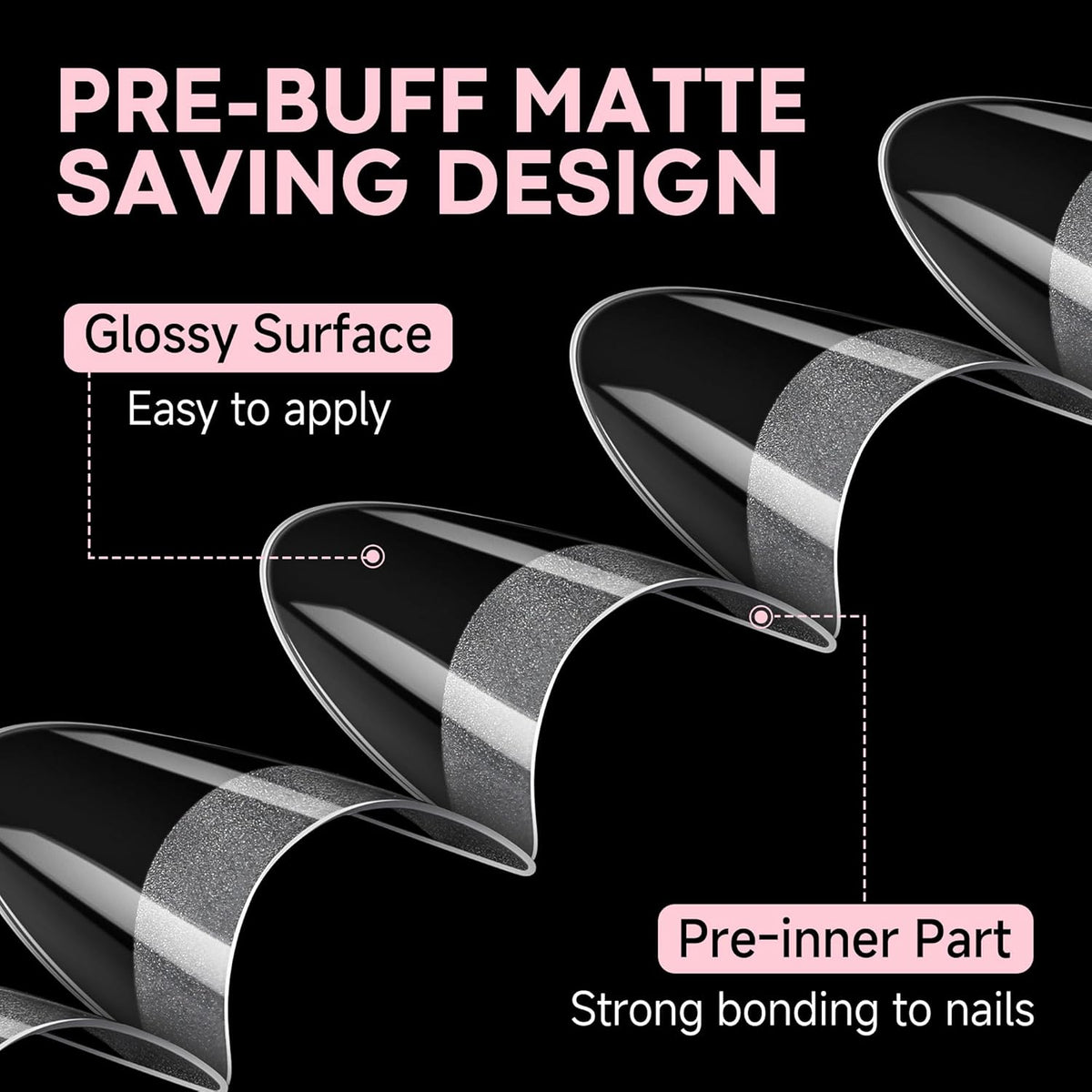 UNA GELLA Almond Shape Nail Tips Half Cover 216pcs Medium Almond Gel Nail Tips Pre-buff Matte Soft Gel Acrylic Press On Nails Easier Nail Extentions Art Salon 12 Sizes