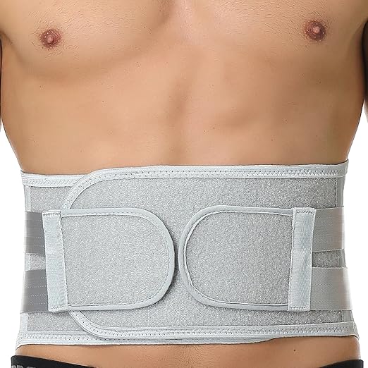 NeoTech Care Back Support Belt - Breathable & Adjustable Lower Back Brace - Double Pull Compression Straps (Grey, Size M)