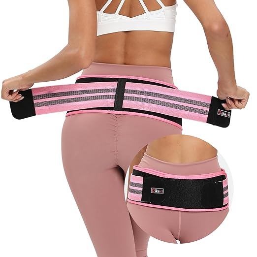 Sacroiliac SI Joint Hip Belt for Women Men-Alleviate Sciatica|Pelvic|Back|Lower Back Support, Pelvic Support Belt, Adjustable Sciatica Lumbar Pain Relief, Trochanter Belt(Pink,M,Hip Size 32‘’-47‘’)