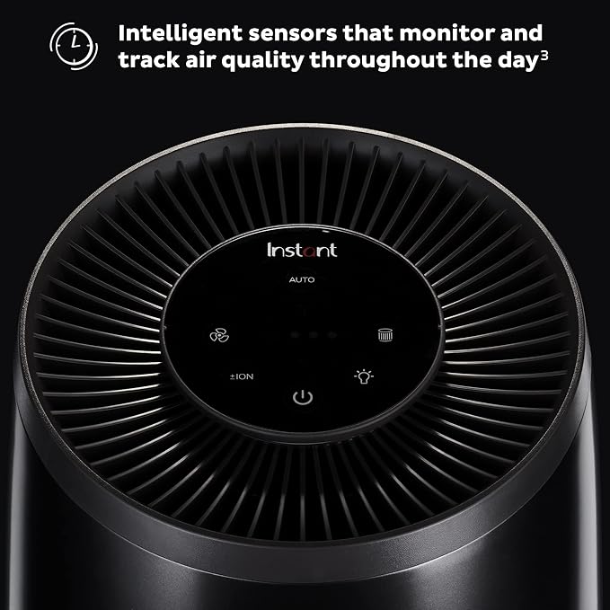 Instant HEPA Quiet Air Purifier, From the Makers of Instant Pot with Plasma Ion Technology for Rooms up to 630ft2, removes 99% of Dust, Smoke, Odors, Pollen & Pet Hair, for Bedrooms, Offices, Charcoal