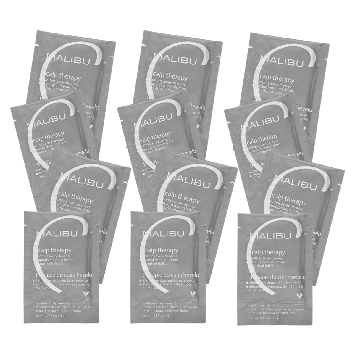 Malibu C Scalp Therapy Wellness Remedy – Dry Scalp Treatment to Soothe and Moisturize Dry Skin with Vitamin C and Zinc Gluconate – Restores Manageability (12 Packets)