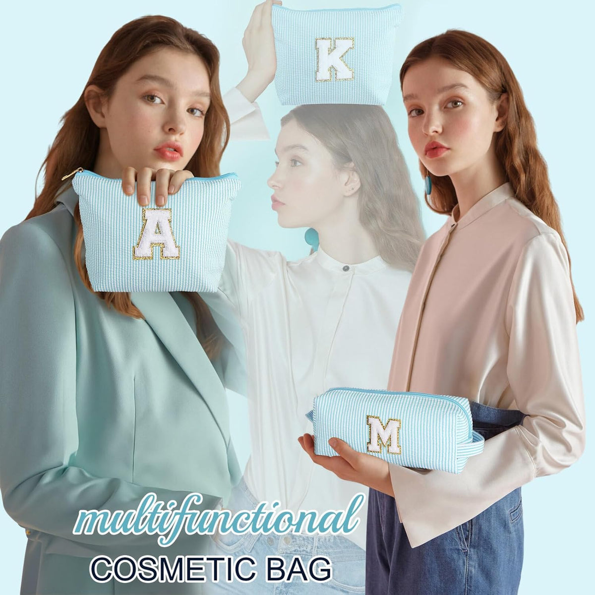 YOOLIFE Gifts for Women Her, Makeup Bag Make Up Bag Pouch Cosmetics Organizer Bag Cute Makeup Bag Skincare Bag Personalized Best Friend Wife Birthday Gift Graduate Gifts for Her W