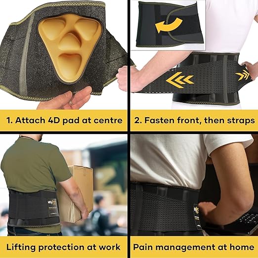 PLUS Lower Back Brace for Lifting at Work with Ergonomic Dimensional Lumbar Pad - Back Support Belt for Pain Relief for Men and Women - Medical Grade Orthopedic Waist Compression (3X-Large)