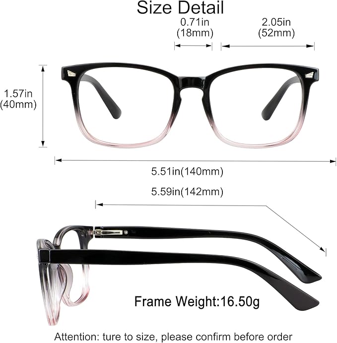 YEIN Bifocal Reading Glasses with Blue Light Blocking Lenses, Bifocal Reader for Women and Men, Vintage Square frame with Spring Hinge (+0.00/+1.00 magnification)