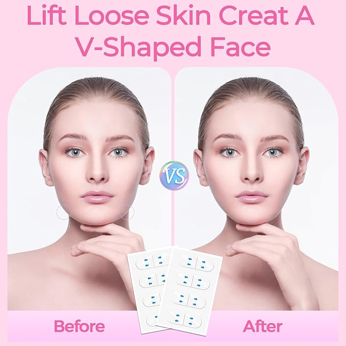 Face Neck Tape Lifting Invisible, Face Lift Tape 152 Pcs, Instant Makeup Facelift Sticker for Loose Skin, V-Edge Facial Tightening Strips forTurkey Neck Sagging Skin, Brows, Jowls, Double Chin